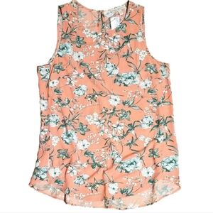 Pale Sky floral high low tank top blouse‎ size S